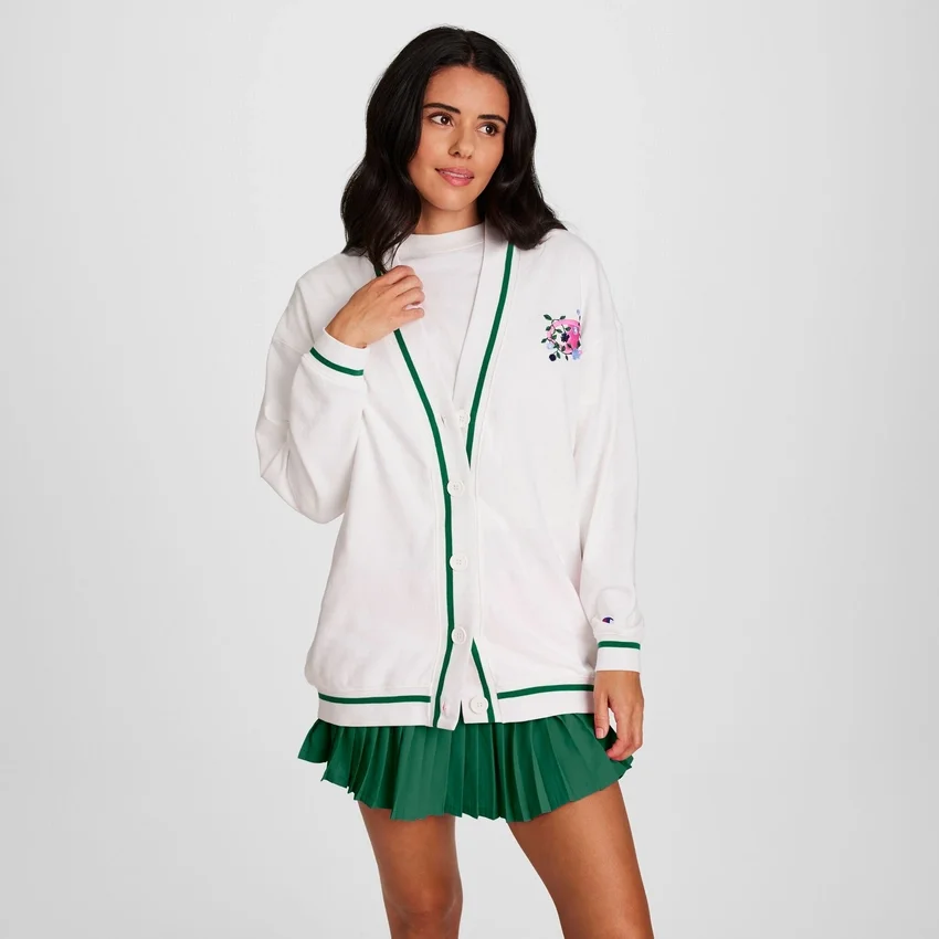 Country Club-cardigan, brodert blomstermønster med «C»-logo