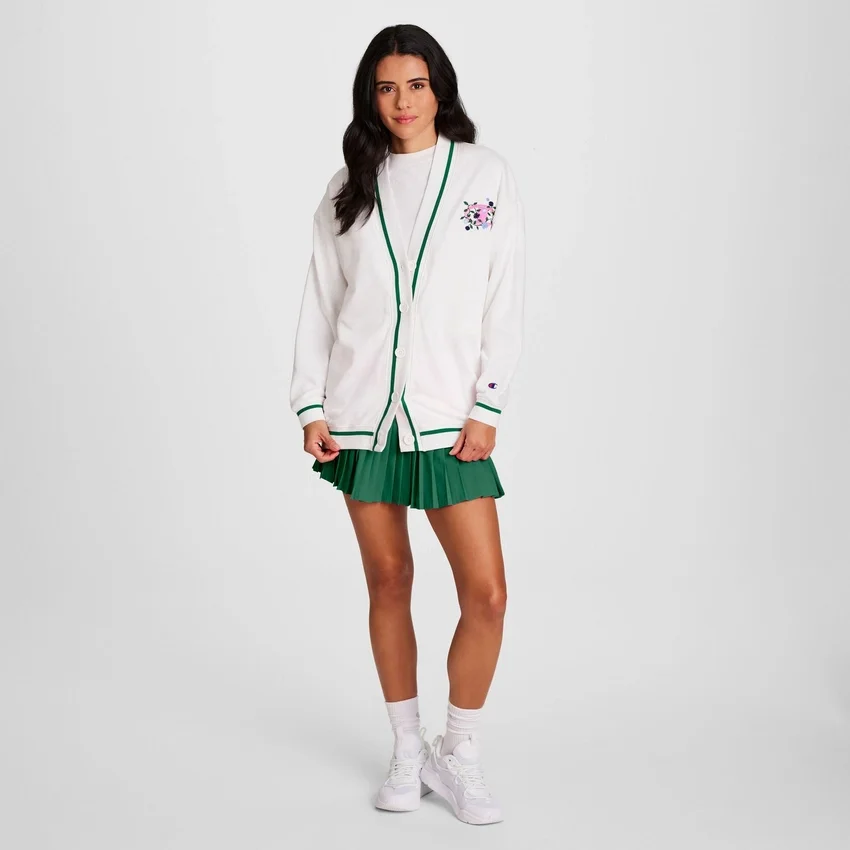 Country Club-cardigan, brodert blomstermønster med «C»-logo
