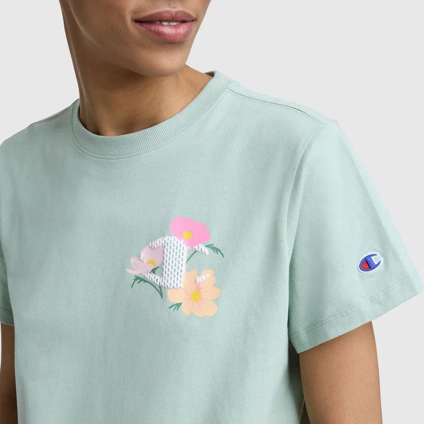 Floral Mesh «C» Graphic T-skjorte, C Logo