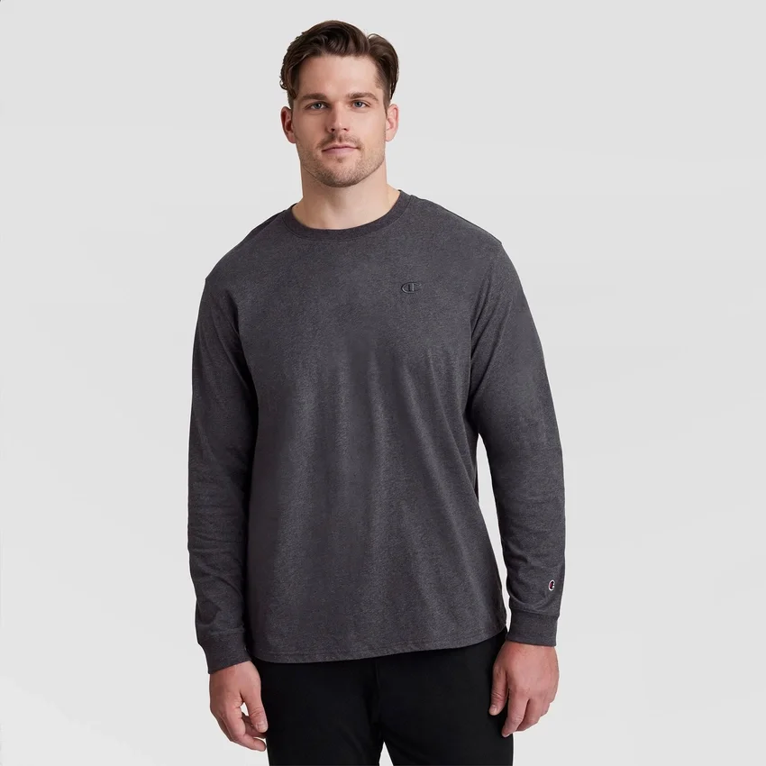 Klassisk langermet T-skjorte, brodert C Logo – Big & Tall