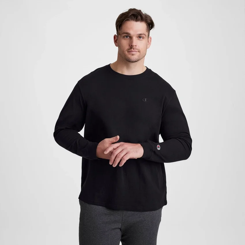 Klassisk langermet T-skjorte, brodert C Logo – Big & Tall
