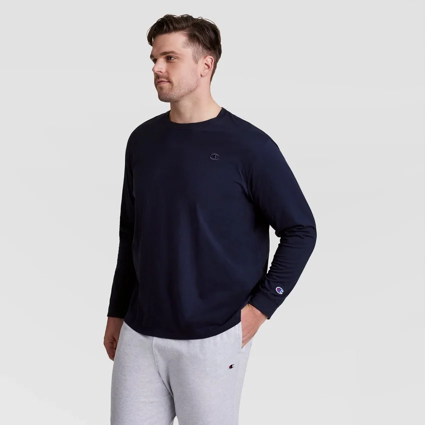 Klassisk langermet T-skjorte, brodert C Logo – Big & Tall